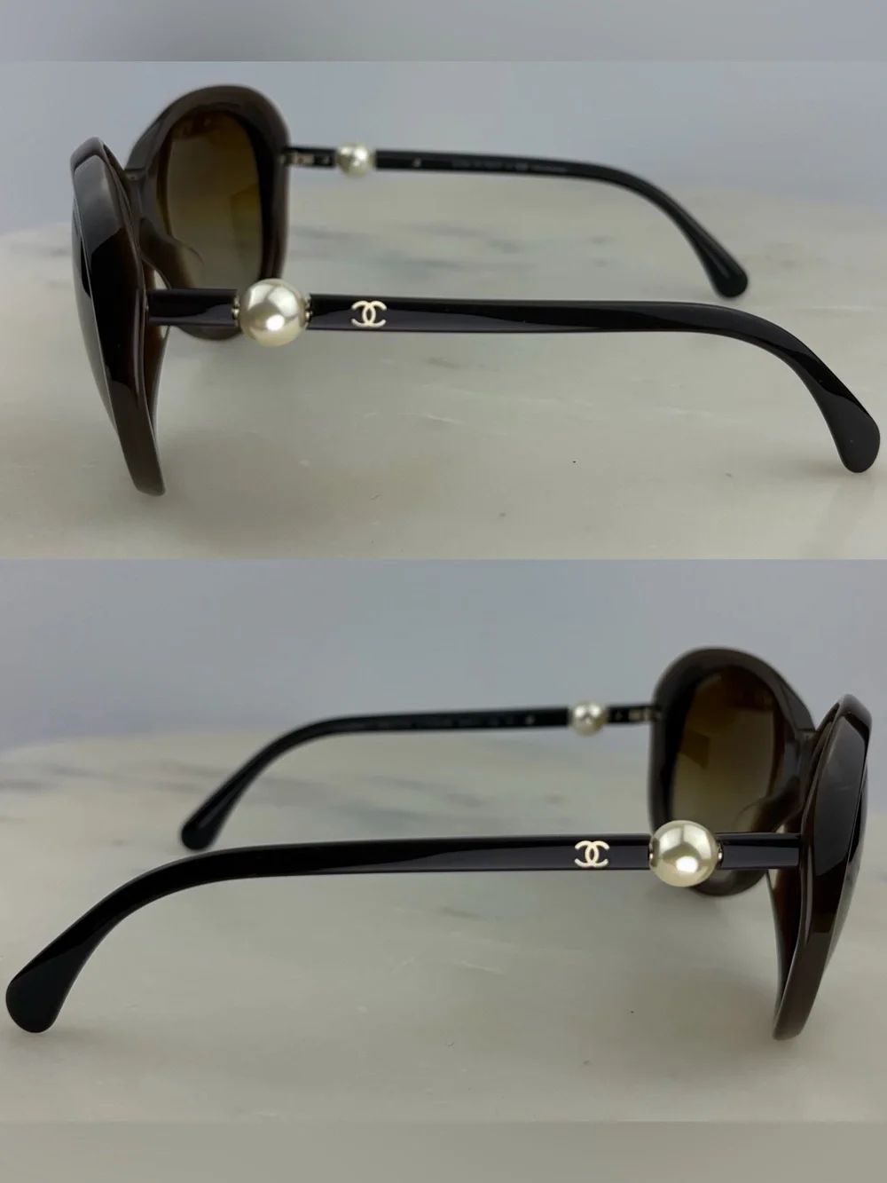 Vintage ~ Authentic CHANEL CC Pearl Polarized Sunglasses 5302-H-A ~ in Brown